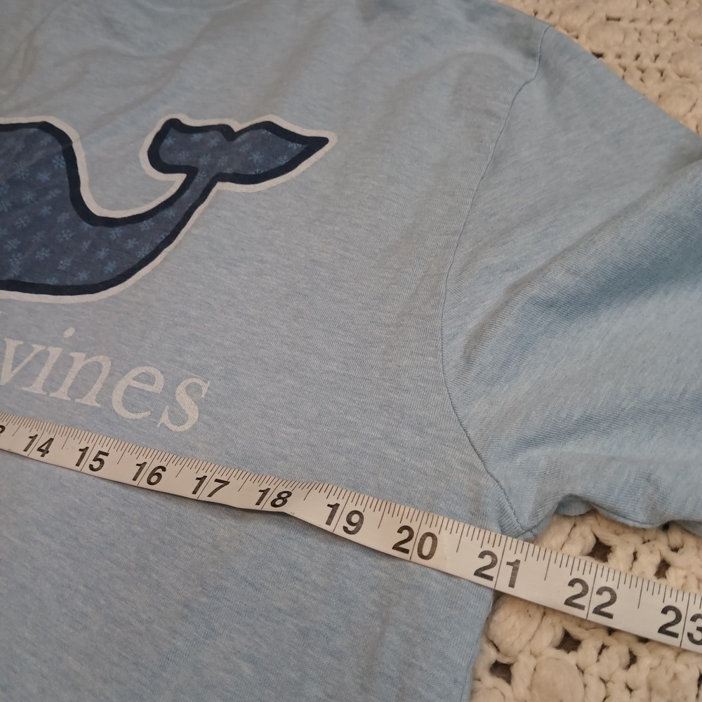 Vineyard Vines Men M Snowflake Whale Pocket Blue Logo Backhit Spellout Long Sl - Picture 4 of 10